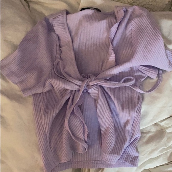 Purple tie up shein top - Picture 2 of 4